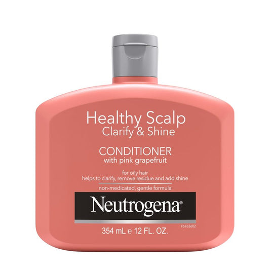 Neutrogena Exfoliating Healthy Scalp Clarify & Shine Conditioner for Oily Hair and Scalp, Anti-Residue Conditioner with Pink Grapefruit, Paraben & Phthalate-Free, Color-Safe, 12 Fl Oz