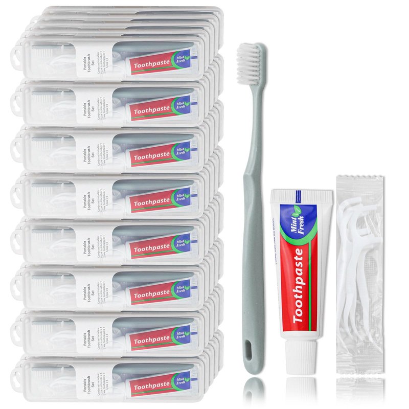 Lilingsty Travel Toothbrushes, Toothbrush Travel Kit with 5 Floss Picks, Toothbrush Holder, Individually Packaged, Suitable for Home, Hotel (20-Pack)