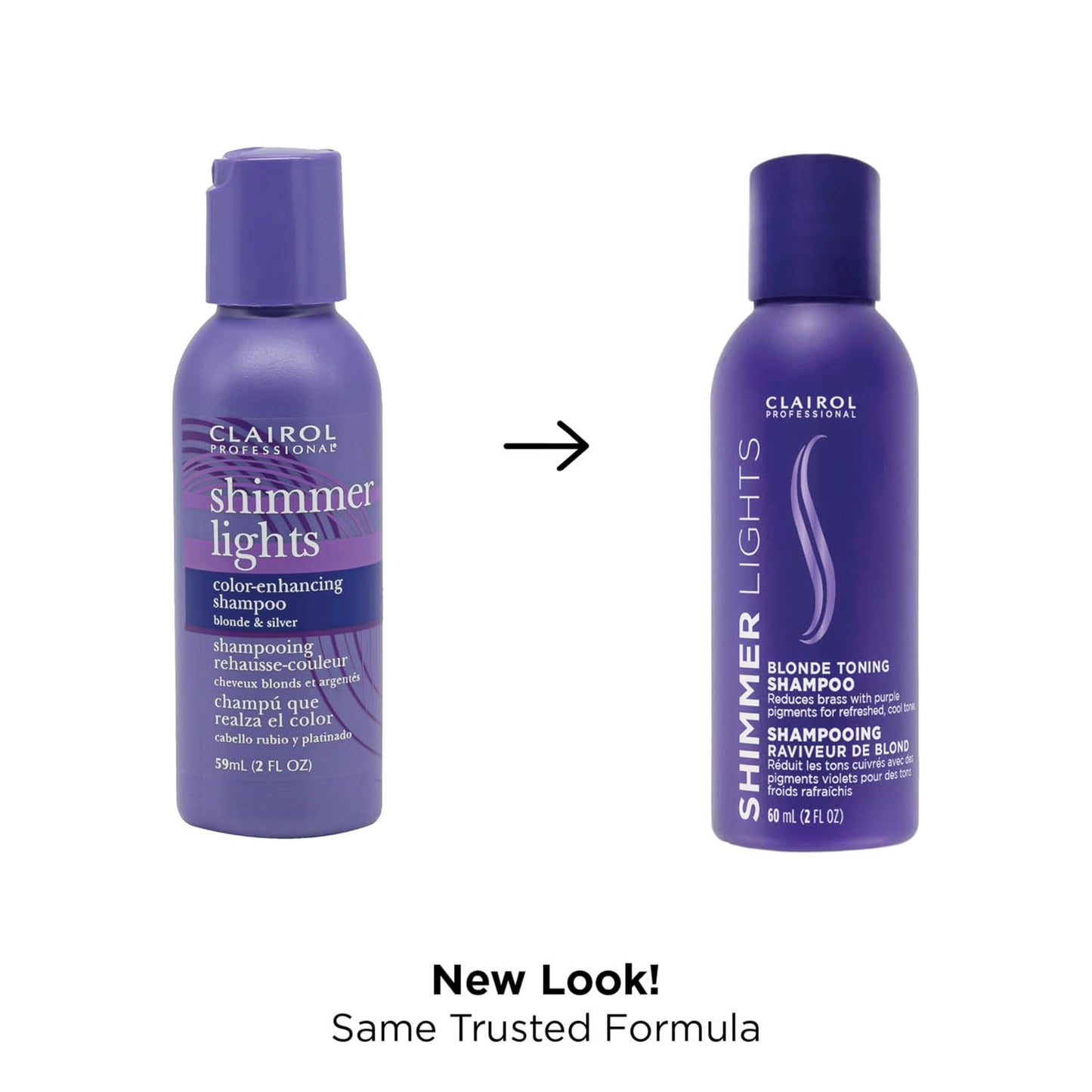 Clairol Professional Shimmer Lights Purple Shampoo, 2 fl. Oz Neutralizes Brass & Yellow Tones For Blonde, Silver, Gray & Highlighted Hair Packaging May Vary