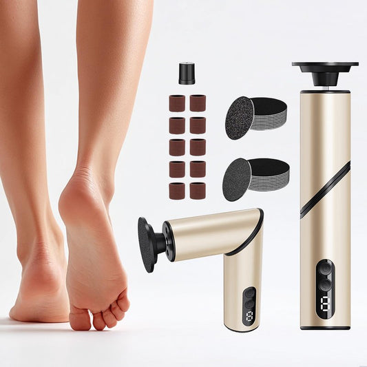 Chu&LiuXung Electric Callus Remover for Feet, Rechargable Fold Electric Foot Callus Remover Tool with Sandpapers,9 Adjustable Speed with Replaceable Grinding Heads for Callus,Cracks and Nails