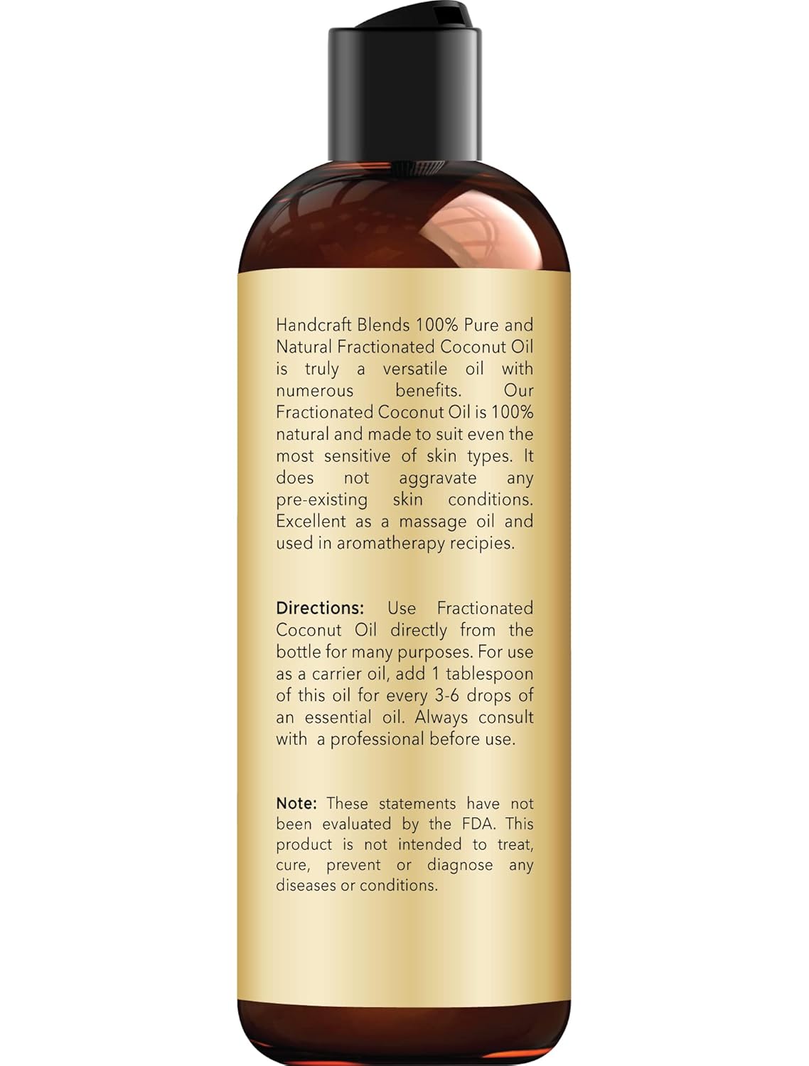 Handcraft Blends Fractionated Coconut Oil - 8 Fl Oz - 100% Pure and Natural - Premium Grade Carrier Oil for Skin and Hair - Hair and Body - Massage