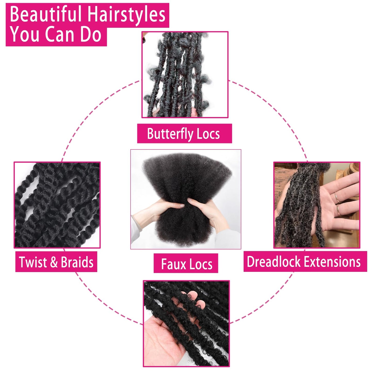 Afro Kinkys Bulk Human Hair For Braiding Afro Kinky-Curly Human Hair Bulk For Mini Twist Hair 12Inchs 50g/pack Bulk Human Braiding Hair For Micro Locs Extensions (1B, 12Inchs,50g/pack)