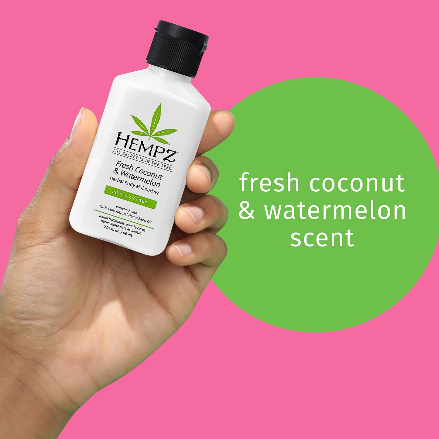 Hempz Herbal Body Moisturizer, Pearl White, Fresh Coconut/Watermelon, 2.25 Ounce (Pack of 4)