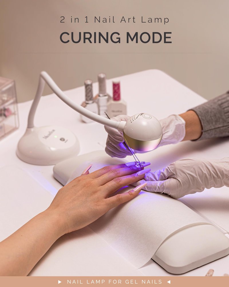 MelodySusie Gooseneck Cordless UV Nail Lamp with Adjustable Light Angle, S-Pro09M 2-in-1 Rechargeable Fast Curing Nail Dryer Cures All Gels, Especially Rhinestone Glue & Liner Gel Polish