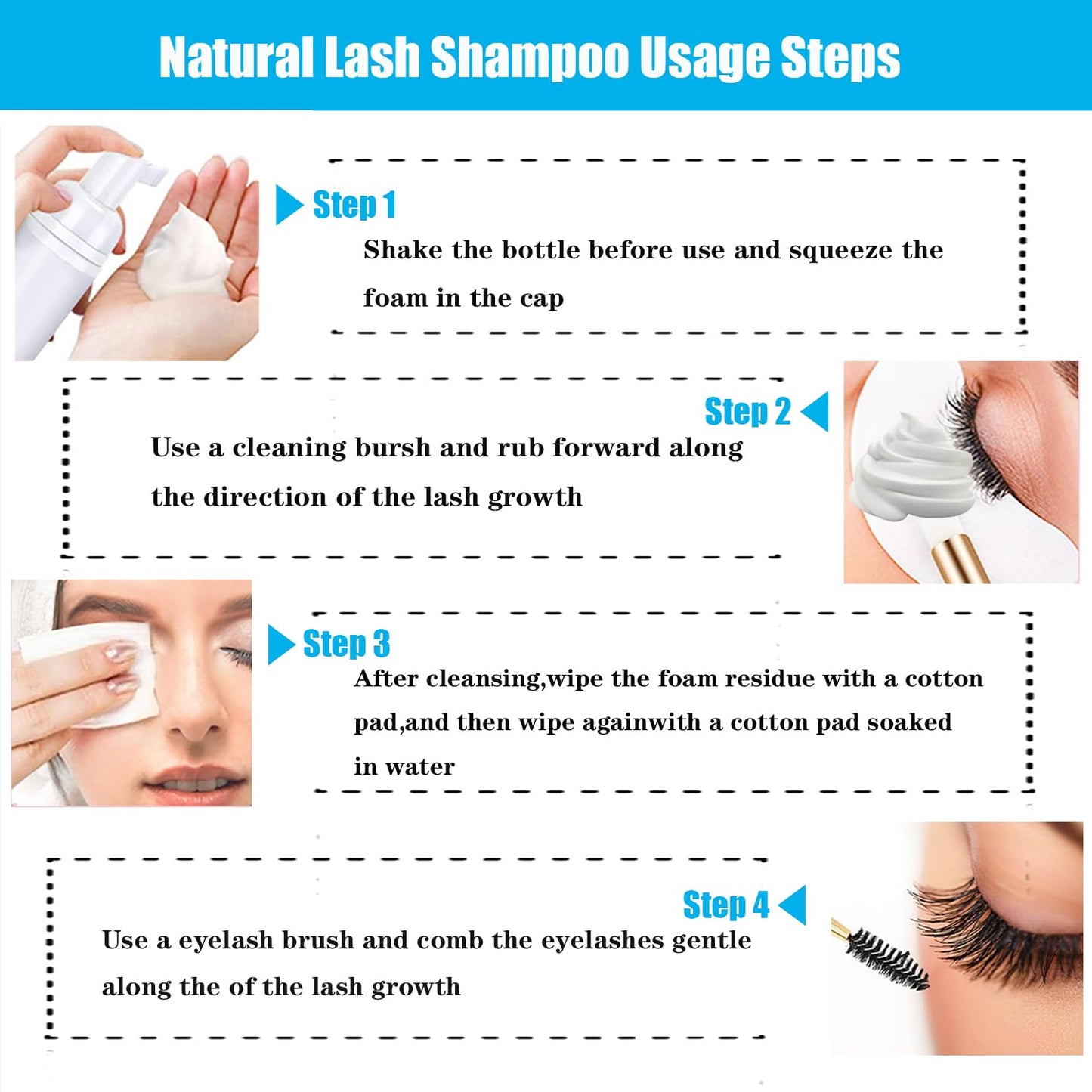 QYF Eyelash Extension Shampoo 500ml Lash Extensions Shampoo Eyelid Foaming Cleanser Paraben & Sulfate Free Non-Irritating for Professional Salon and Home Use