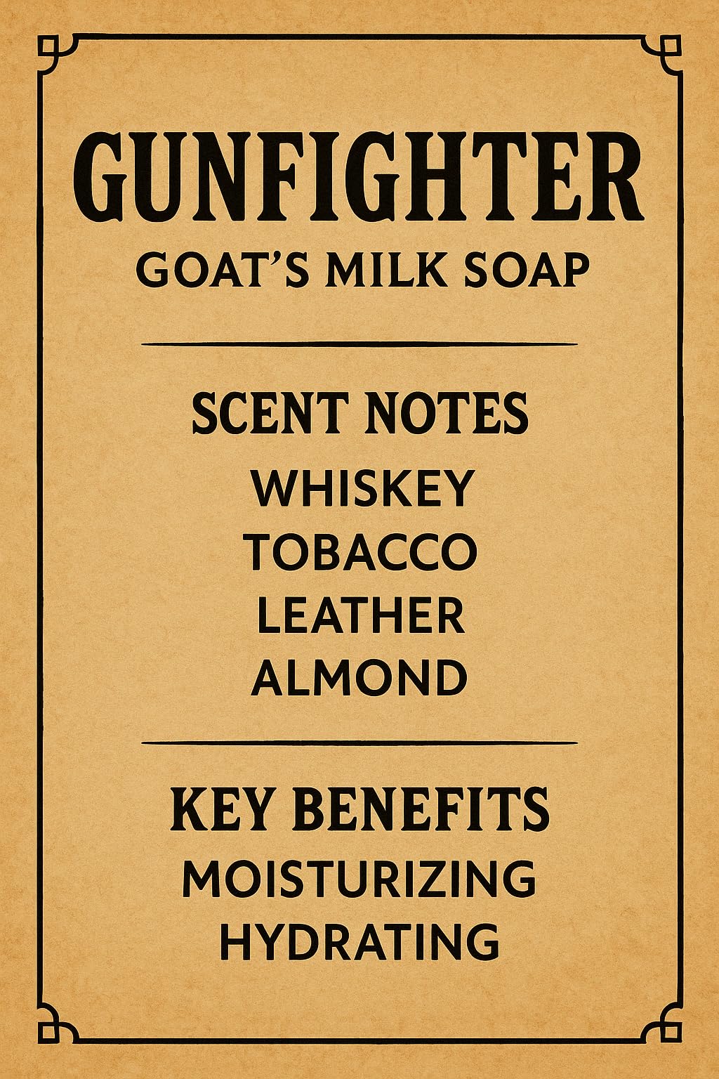 Three Dubs Ranch Gunfighter: Handmade All-Natural, Goat Milk Soap Bars made with Tallow, For Hands & Body. Leather, Tobacco, Whiskey scented Soap Bars. Made in Texas. (3.5 oz Bar 3 Pack)