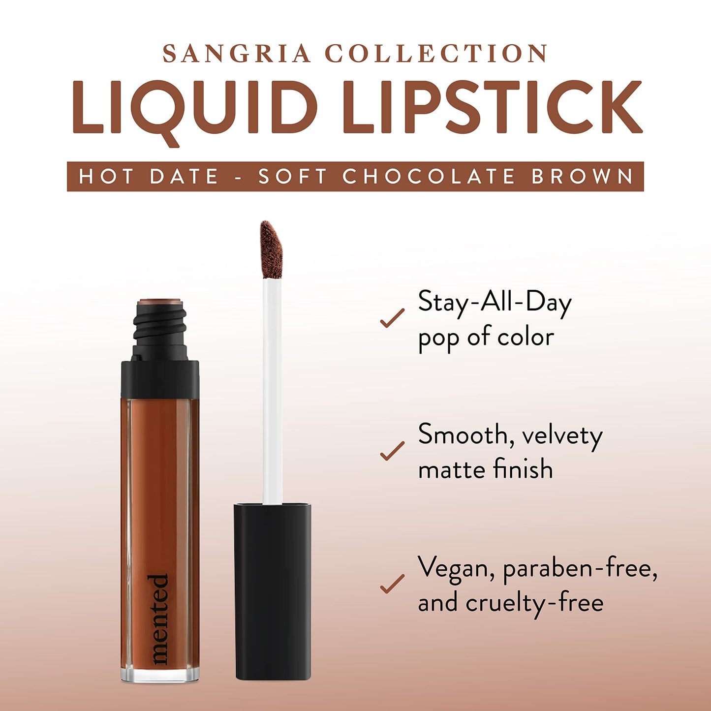 Mented Cosmetics Liquid Lipstick for Women, Velvet Matte Red Lipstick, Waterproof Lip Gloss, Tint, Stain Long Lasting Hydrating Moisturizing, Smudgeproof, Vegan, Hot Date