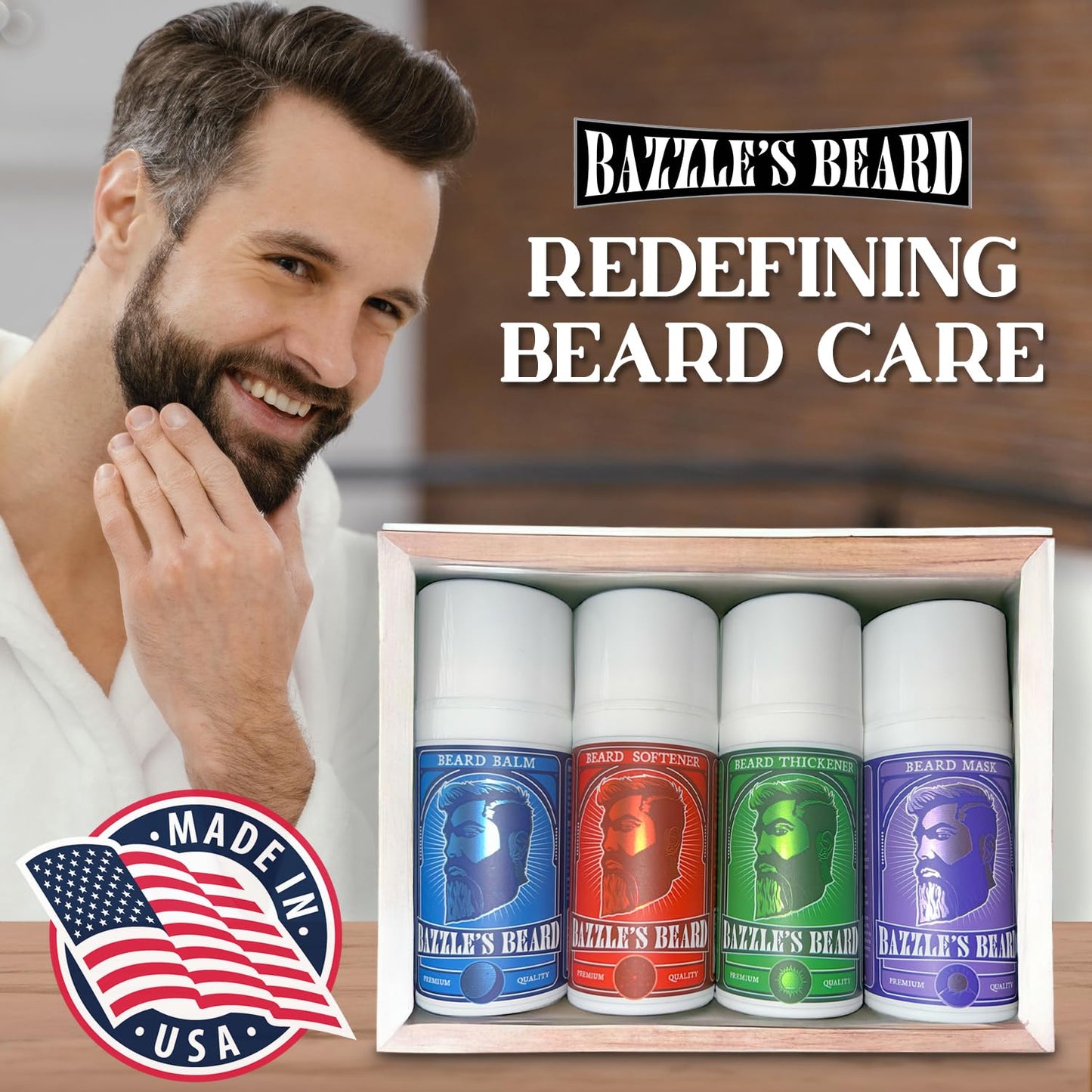 Bazzle's Beard Softener – Beard Balm Conditioner for Men with Biotin, Softens Coarse Hair, Deeply Moisturizes Facial Hair, Conditions Skin, and Adds Natural Shine, Products for Mustache Care