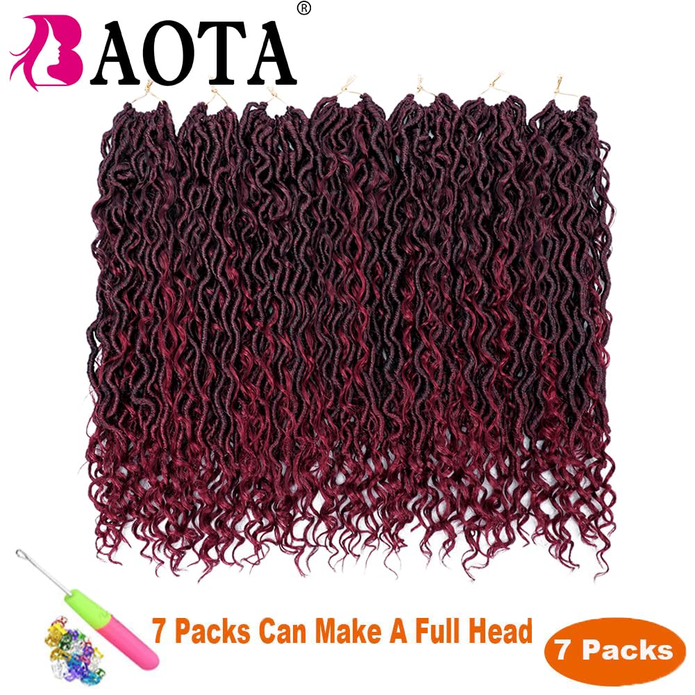 BAOTA Goddess Locs Crochet Hair 10 Inch 7 Packs Faux Locs Crochet Hair for Women Pre Looped Crochet Hair with Curly Ends River Locs Soft Locs Crochet Hair Extensions (1B#)