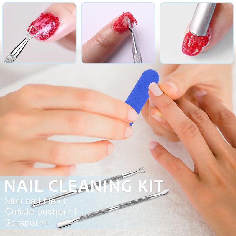 HiLemon Quick Gel Nail Polish Remover Kit, Magickly Remove Polish in 3-5 Mins for Nail Gel, with a 15ml Gel Remover, Cuticle Oil & Nail Tools, No Need to Soak or Wrap (Remover&Oil)