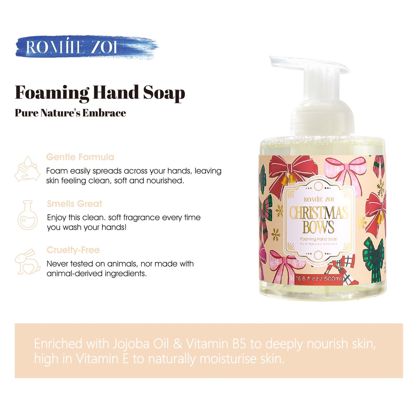 ROMIIE ZOI Christmas Foaming Hand Soap Set, Winter Pine, Gentle & Moisturizing Formula,1000 ML+500ml(Pack of 2)