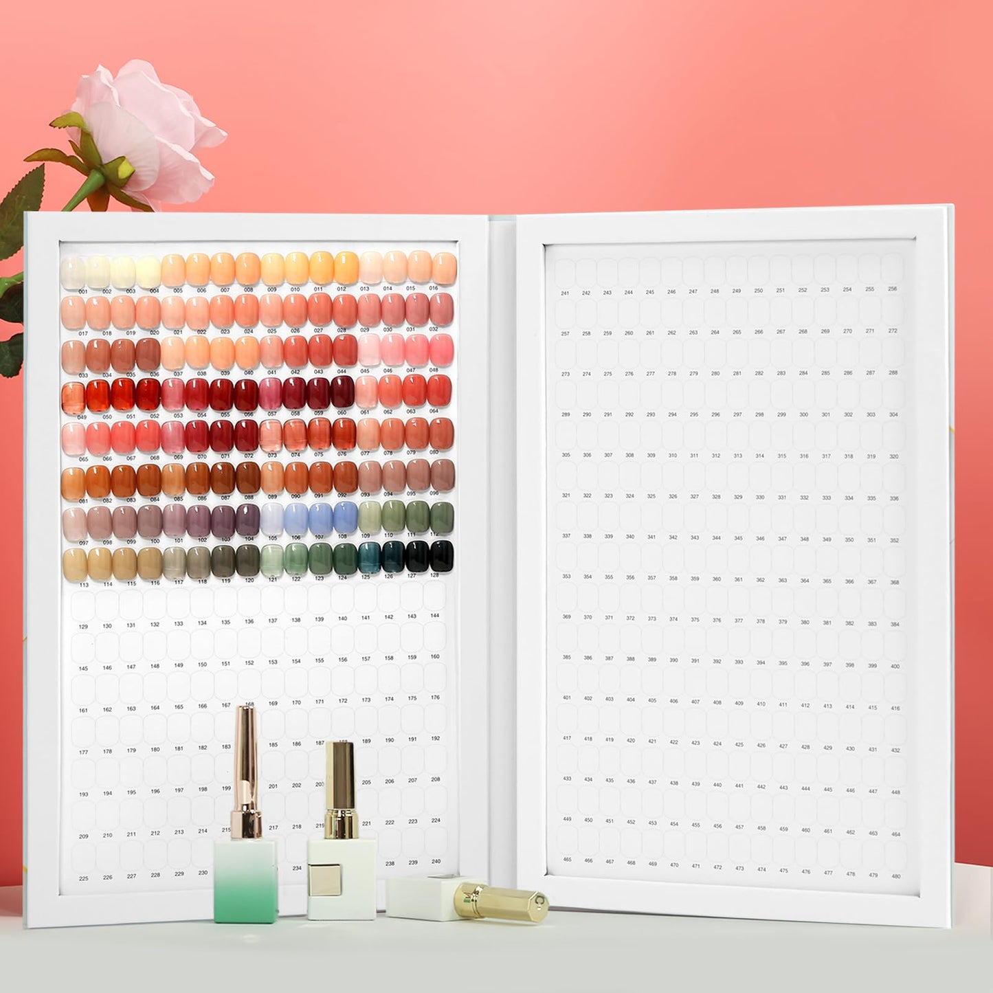 C12rtive 480 Nail Swatch Book,Professional Nail Polish Chart Book with 600 Practice Tips & 1-500 Number Labels, Pre-Numbered Slots,Perfect for Salons and Home Use(Starry Sky)