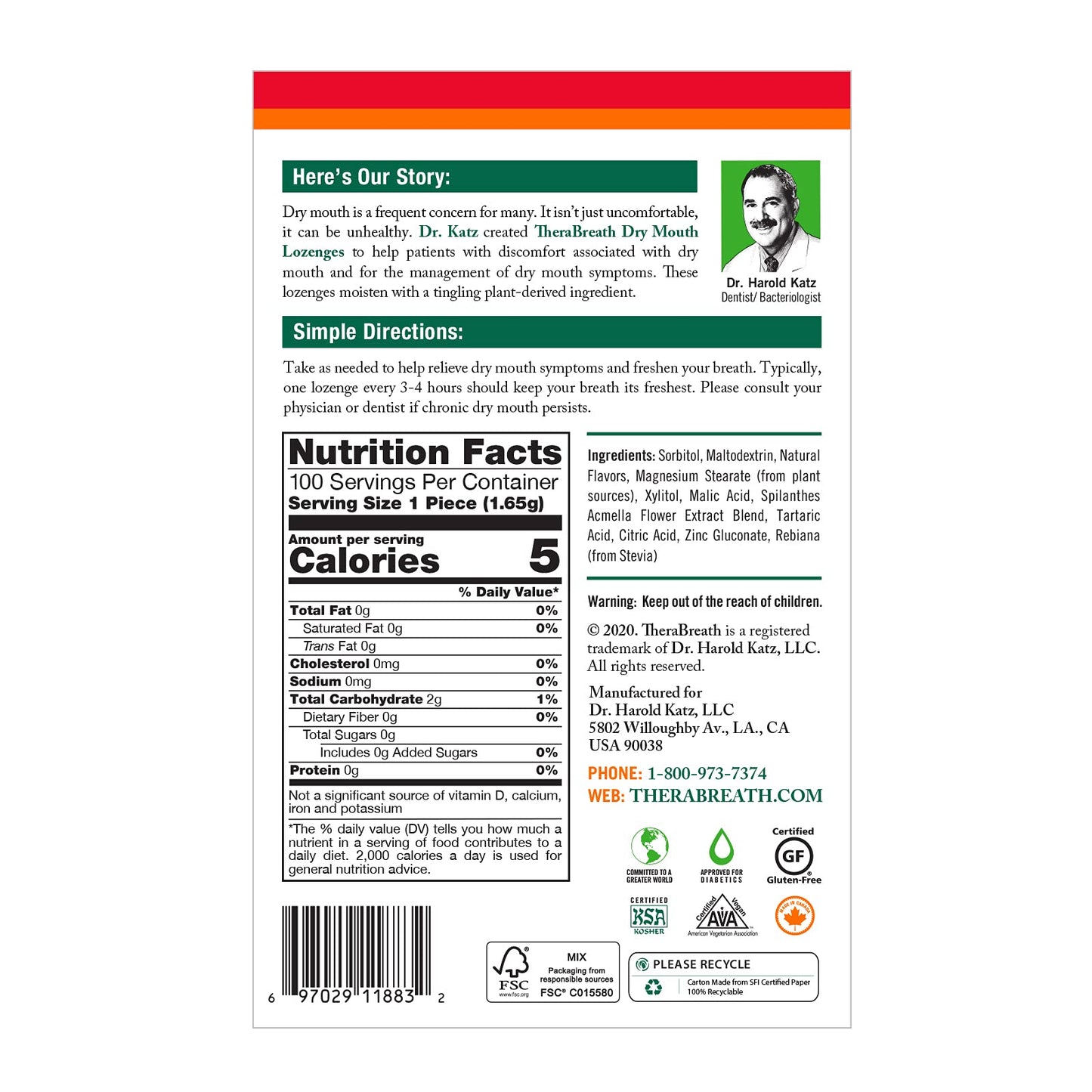TheraBreath Chewing Gum with ZINC Citrus Mint 10 Count Pack of 6 & Dry Mouth Lozenges with ZINC Tart Berry 100 Lozenges