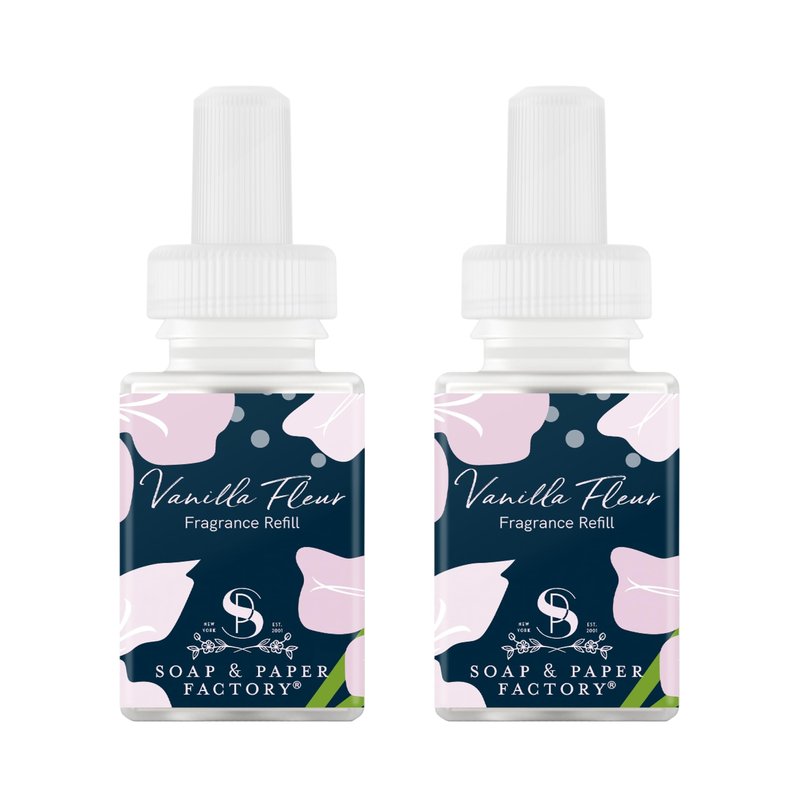 Pura and Soap & Paper Factory Home Scent Refill - Smart Air Diffuser - Up to 120-Hours of Luxury Fragrance per Refill - Home Essential - Clean & Safe Diffuser Fragrance - 2 Pack, Vanilla Fleur
