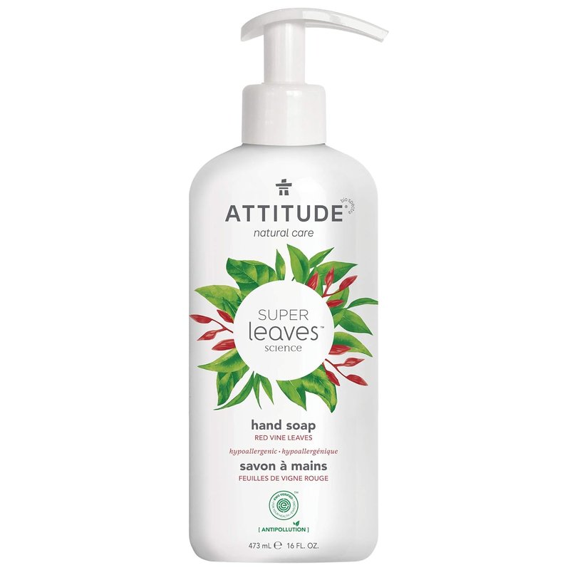 ATTITUDE Liquid Hand Soap - EWG Verified Vegan Formula with Plant-Based Ingredients | Red Vine Leaves, 16 Fl Oz