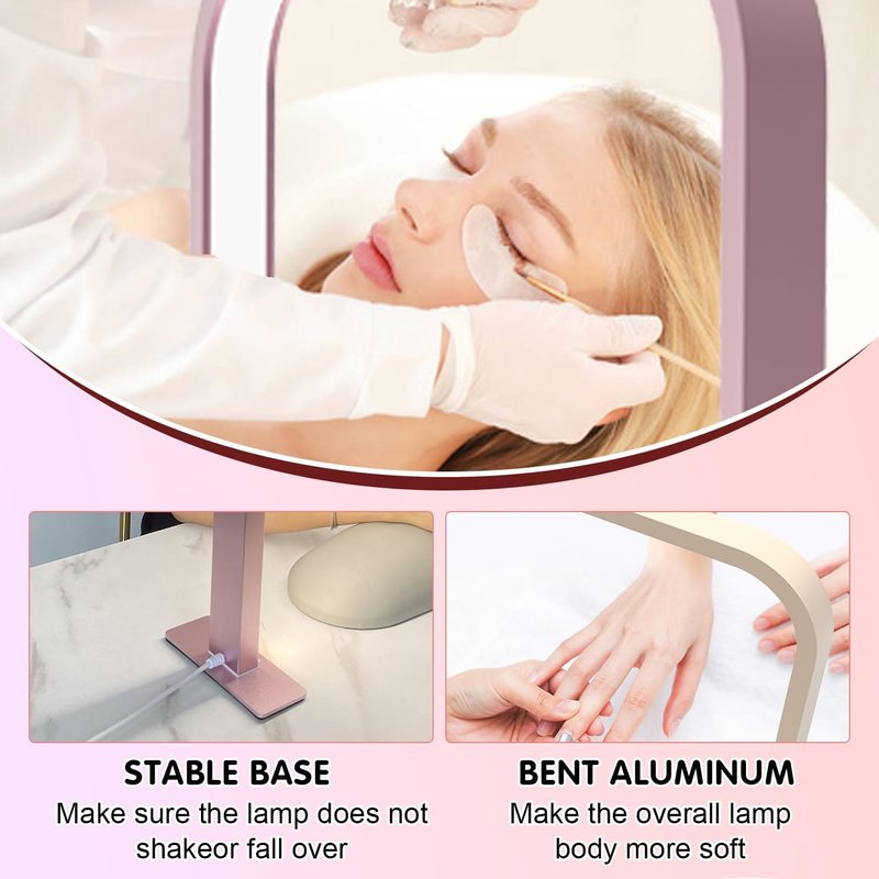 zyiesrsq Half Moon Nail Desk Lamp, 45W LED Nail Tech Desk Light with Phone Holder, Half Moon Nails Light 3000-6000K Adjustable Brightness, Nails Table Arch Lamp, for Manicure Lash Eyelas (White)