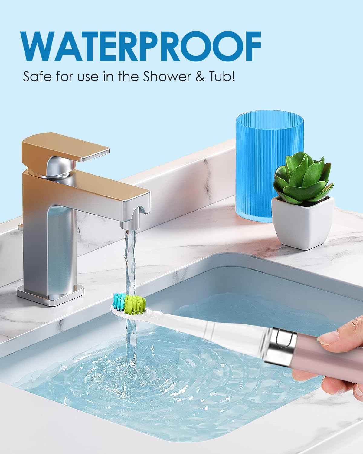 Voom Sonic 2-Pack Hers & His Go 1 Series Travel Electric Toothbrush (Rose Gold & Black), Travel Toothbrushes - Battery Operated Toothbrush for Adults & Kids, Dentist Recommended Toothbrush