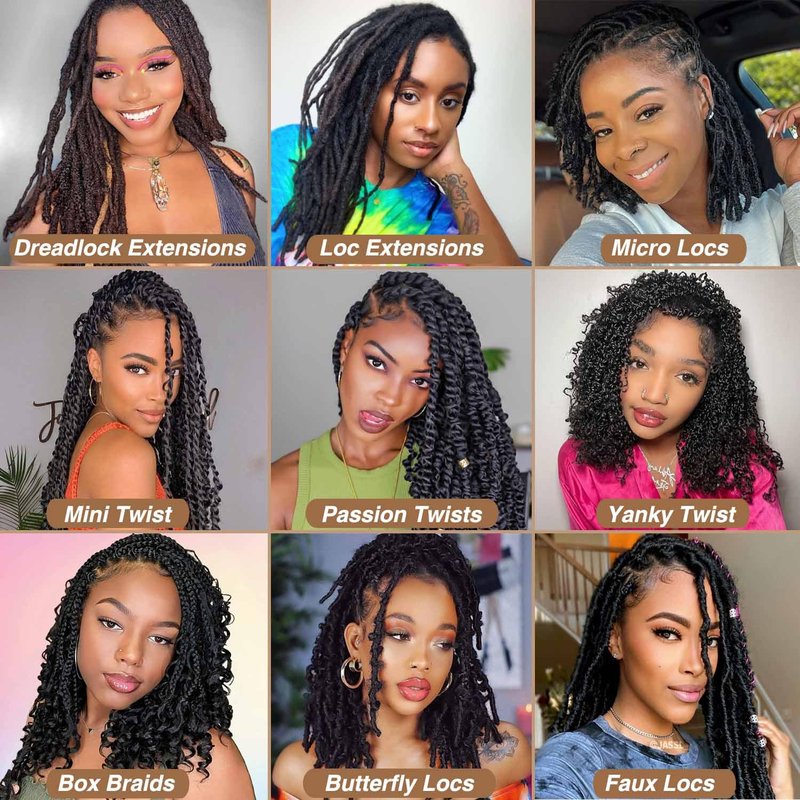Afro Kinky-Curly Human Hair Bundles - 12 Inch Micro Twist Dreadlock Extensions | 2 Packs, Natural Black