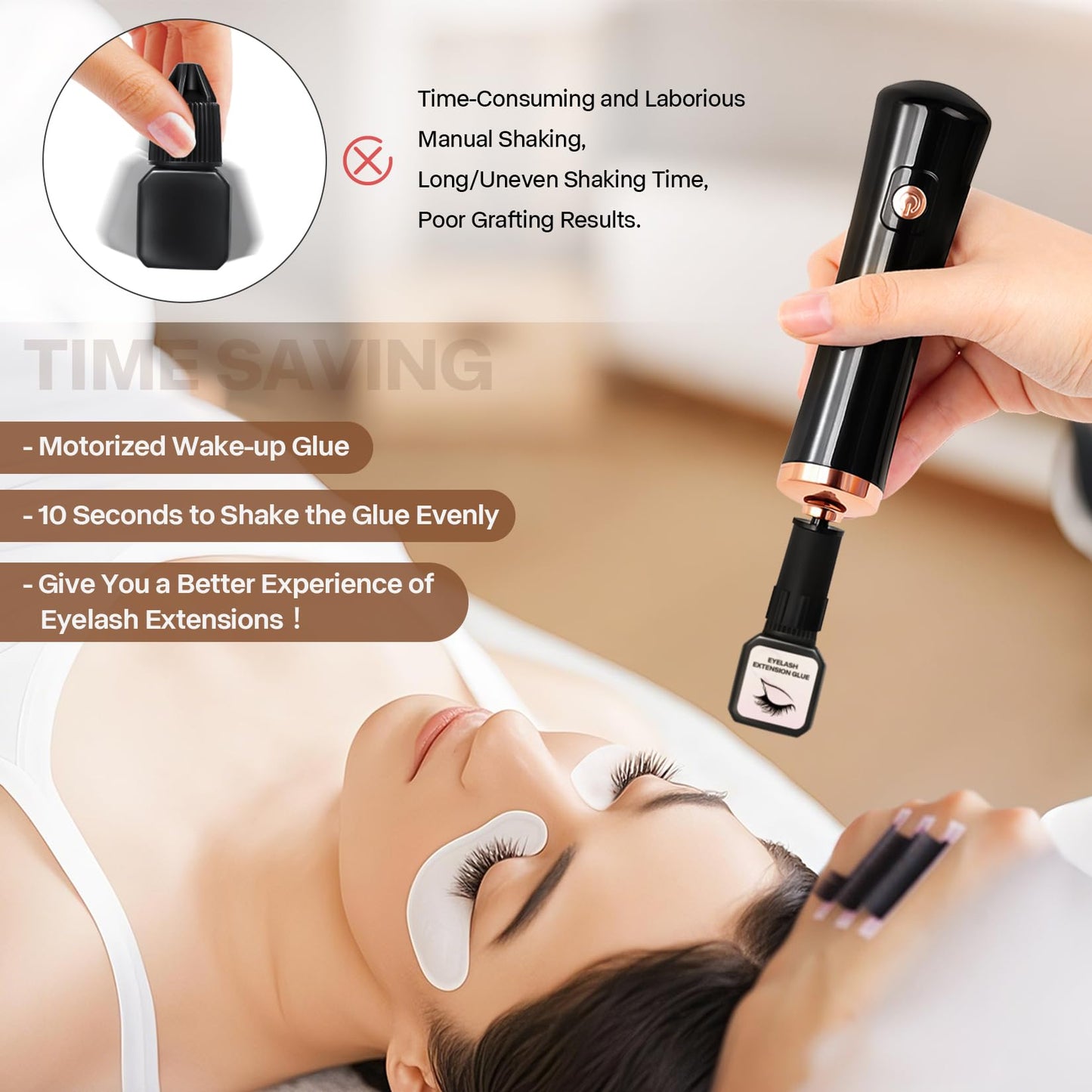 Glue Shaker for Eyelash Extensions, BUCICE Electric Nail Lacquer Shaker, Electric Shaker Time Saving Handsfree Tool Glue Nails Polish