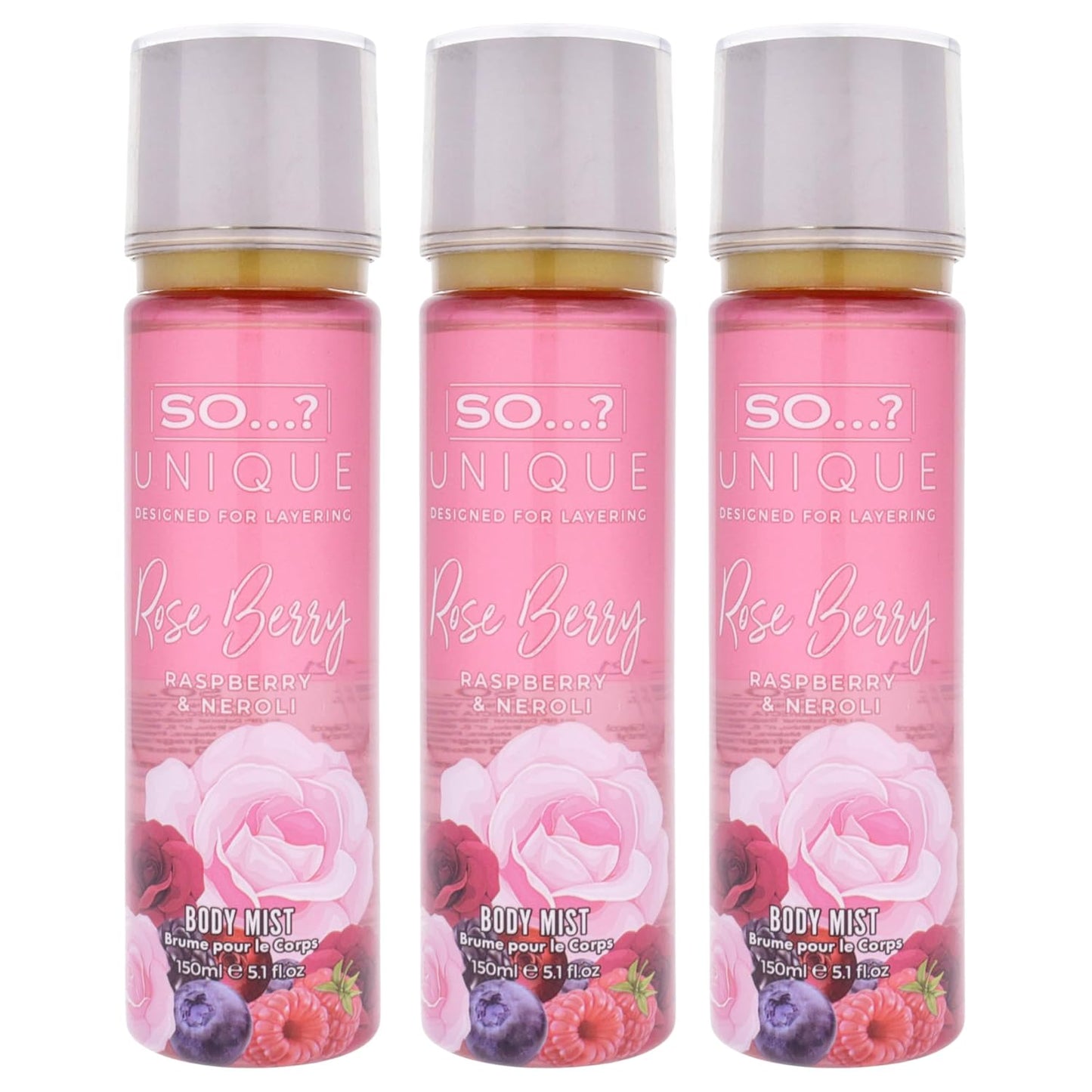 Rose Berry Body Mist for Women - Unique Fragrance | 5.1 oz - Pack of 3