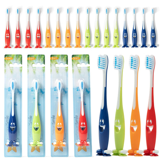 SmartSmile Toothbrushes 72 Pack Individually Blister Packed - Assorted Colors - Popular Dental Office Patient Donation (Junior Suction Cup)