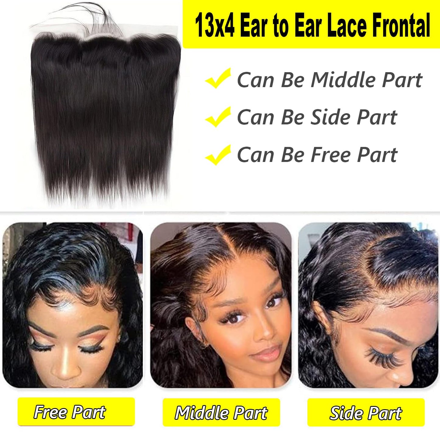 Ear To Ear Lace Frontal Closure Straight Frontal Lace Human Hair 18inch Brazilian Virgin Hair 13X4 Lace Frontal Closures Pre Plucked With Baby Hair for Black Women