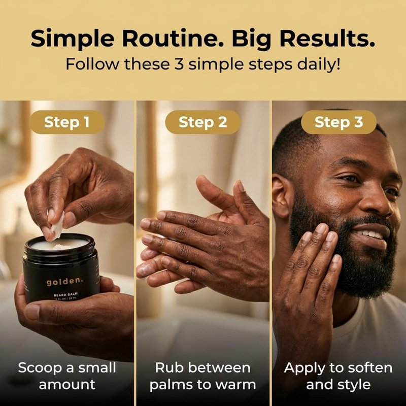 Beard Balm for Men - Tame Flyaways & Promote Thicker Growth - Natural Shea & Mango Butter, 2oz | Fresh Scent