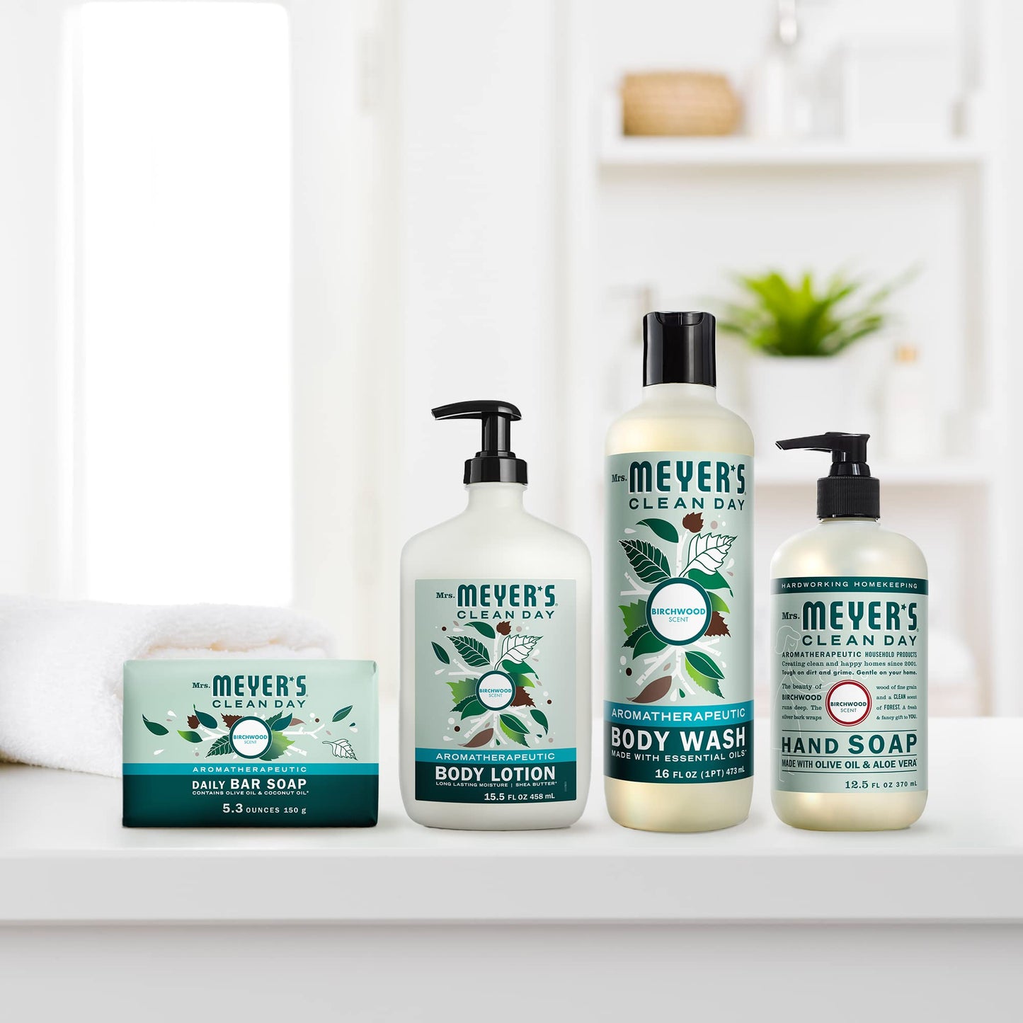Mrs. Meyer's Clean Day Liquid Hand Soap, Birchwood Scent, 12.5 fl oz. (Pack fo 4)