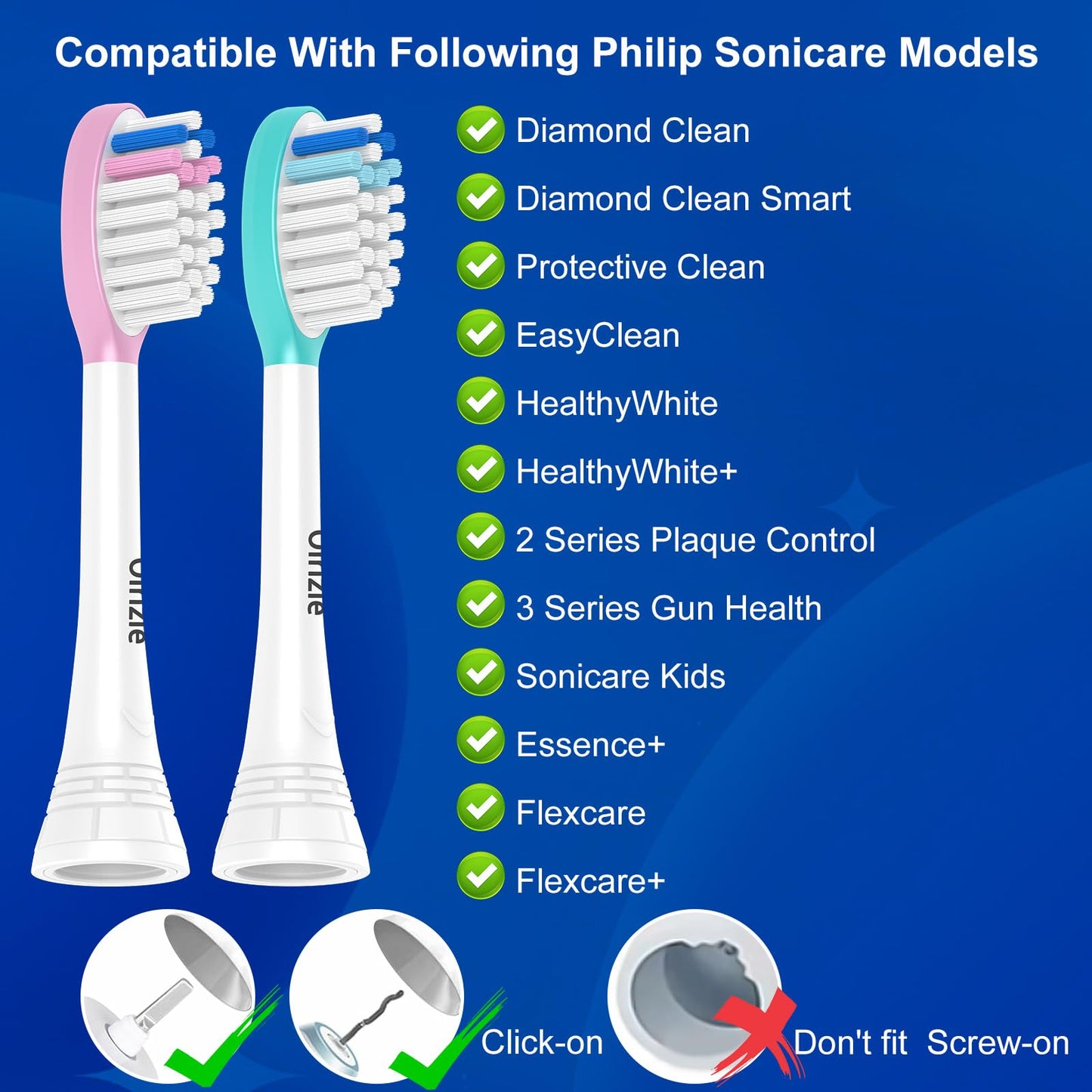 Kids-Replacement-Heads for-Philips-Sonicare,Toothbrush-Replacement-Heads Age 7+,Soft Bristles Replacement Toothbrush Heads for Children, Blue and Pink,10 Packs