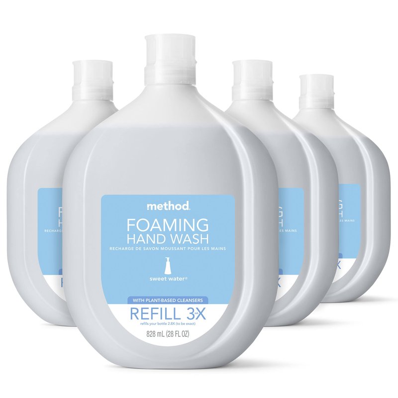 Method Foaming Hand Soap Refill, Sweet Water, Recyclable Bottle, 28 Fl Oz (Pack of 4)