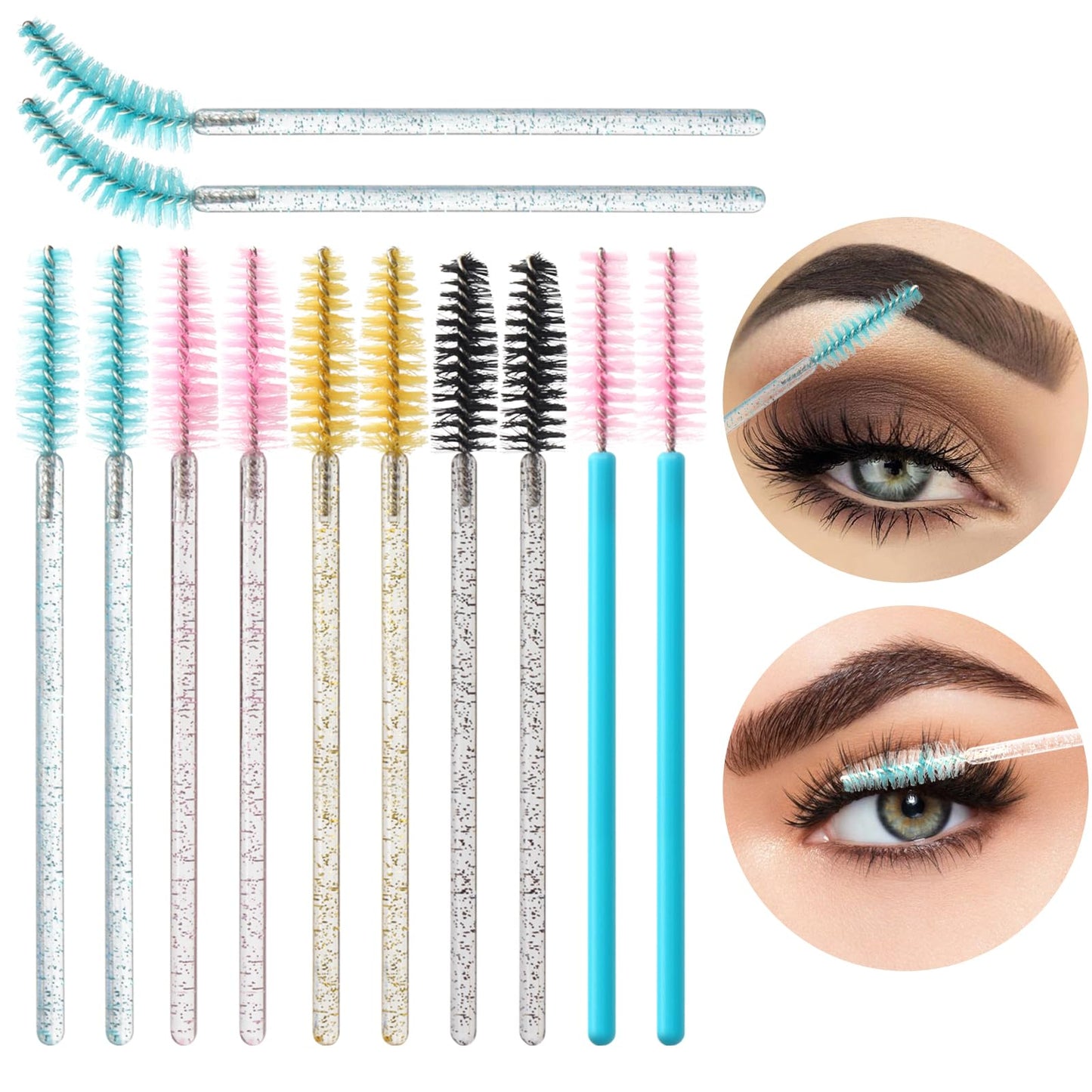 500PCS Disposable Eyelash Brushes - Upgraded Mascara Wands & Makeup Applicators Kit for Eyelash Extensions Makeup and Eyebrow Grooming(White)