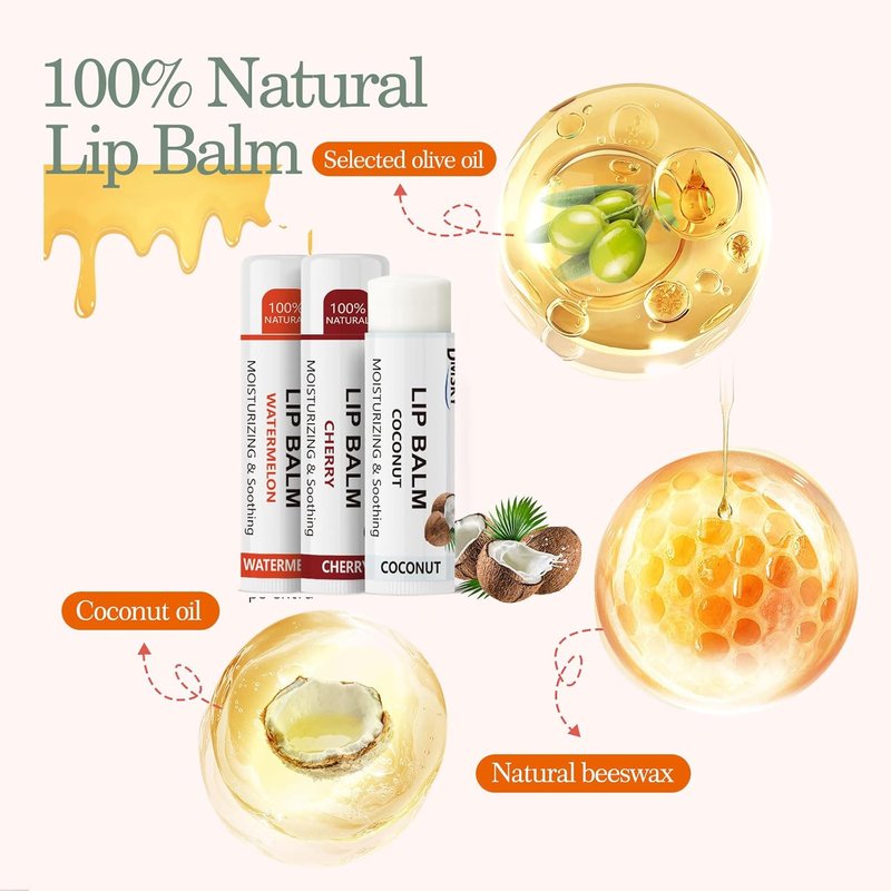 Lip Balm Variety Pack - 88 Natural Moisturizing Balms for Dry Cracked Lips | 10 Flavors for Men, Women & Kids