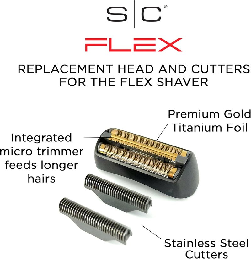 Flex Foil Shaver Cutter Blades - Gold Titanium Foil Head for StyleCraft Flex Shaver