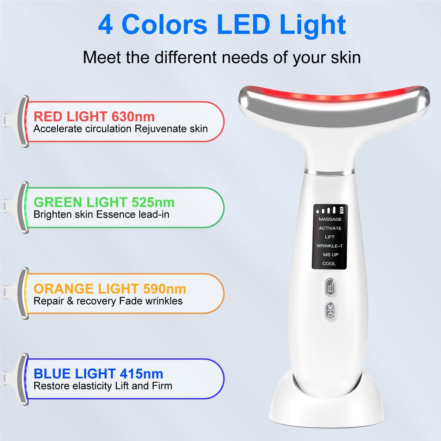 Red Light Therapy for face,Facial Massager,Skin Care Tool,for Anti-Aging, at Home,Lifting and Tightening Sagging Skin (Pearl White)