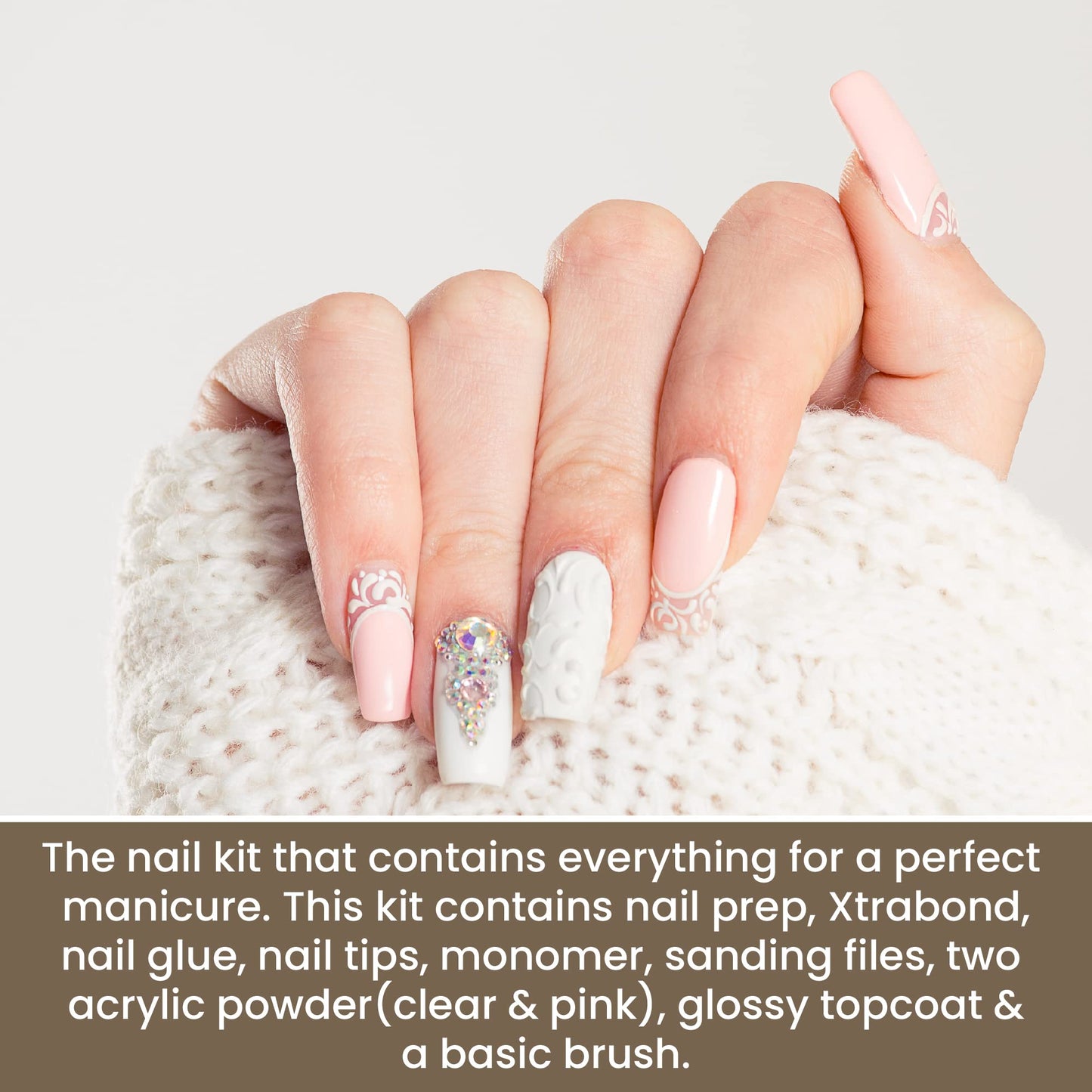 Mia Secret Acrylic Nail Kit/set For beginners - Nails Kit With Pink Acrylic Powder and Clear Acrylic Powder With Everything - Starter Kit de Uñas Acrilicas Mia Secret - Uñas Completo