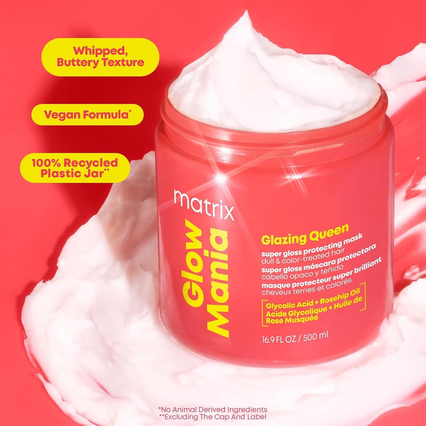 Matrix Glow Mania Super Gloss Mask - Protects Shine & Glow with Glycolic Acid & Rosehip Oil | For Dull & Color-Treated Hair