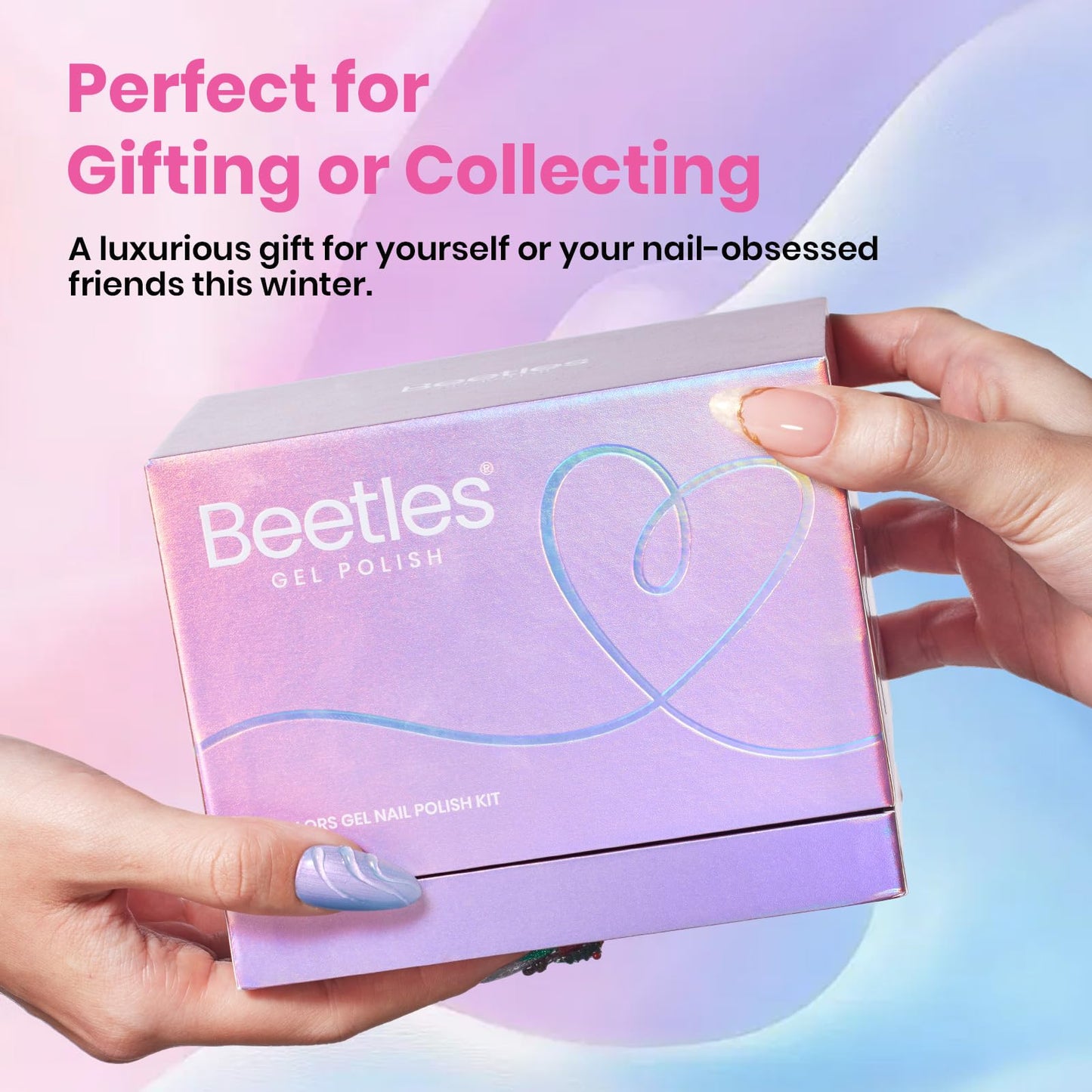 beetles Pearl Gel Polish Set - Ocean Whisper Collection, 15ML Full Size Shimmer White Pink Purple Mermaid Nail Swirl Shell Thread Polish Soak Off Uv Gel Polish Effect DIY Manicure Gift for Women