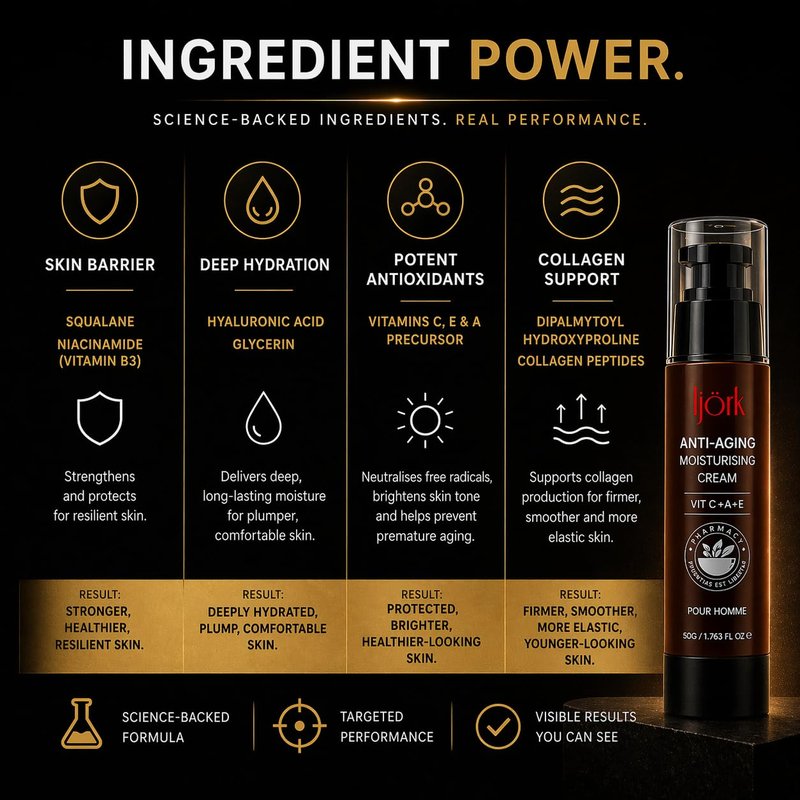 ljörk 2 x Men’s Anti-Aging for Face and Neck – Anti Wrinkle and Skin Toning | Moisturizer for Firm, Smooth Skin | Lightweight & Non-Greasy | Unscented