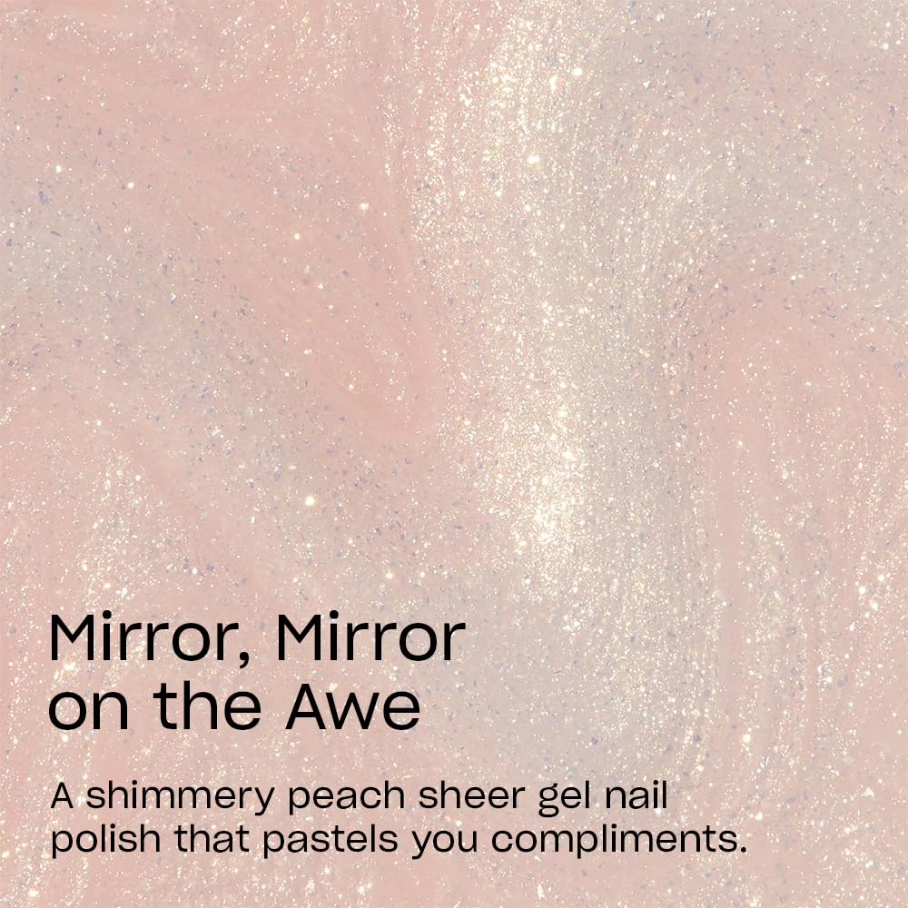 OPI GelColor Mirror, Mirror on the Awe | Semi-Sheer Pastel Peach with Gold Shimmer LED Cure Gel Nail Polish | Salon-Quality Shine, Long-Lasting Wear | 0.5 Fl Oz | OPI'm Dreaming Collection