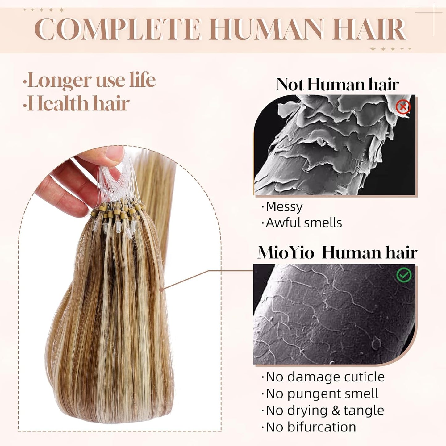 Microlink Hair Extensions - Human Hair 18 Inch D7/60 Blonde Brown | Soft, Glossy, Durable Microbead Loops
