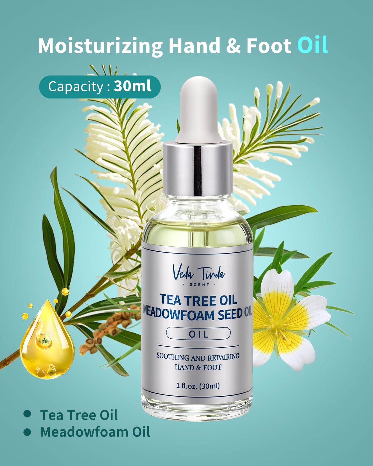 VTS Foot Care Kit - Tea Tree Oil, Urea Cream 40%, Salt Scrub, Feet Repair Serum & Moisturizing Socks for Dry Cracked Heels, Hands, Elbows, Knees