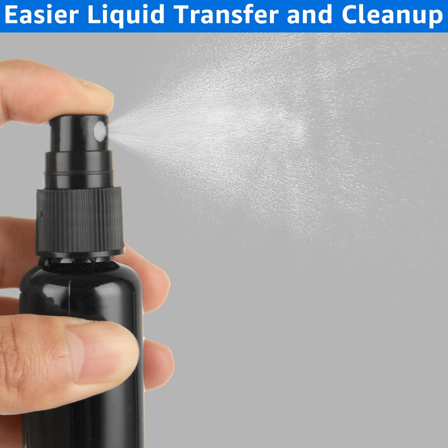 60 Pcs Small Spray Bottle Bulk, 30ML 1Oz Black Empty Spray Bottles Plastic Fine Mist Spray Bottles with Cap & Funnel, Small Refillable Sprayer Liquid Containers for Perfume, Cleaning, Essential Oil