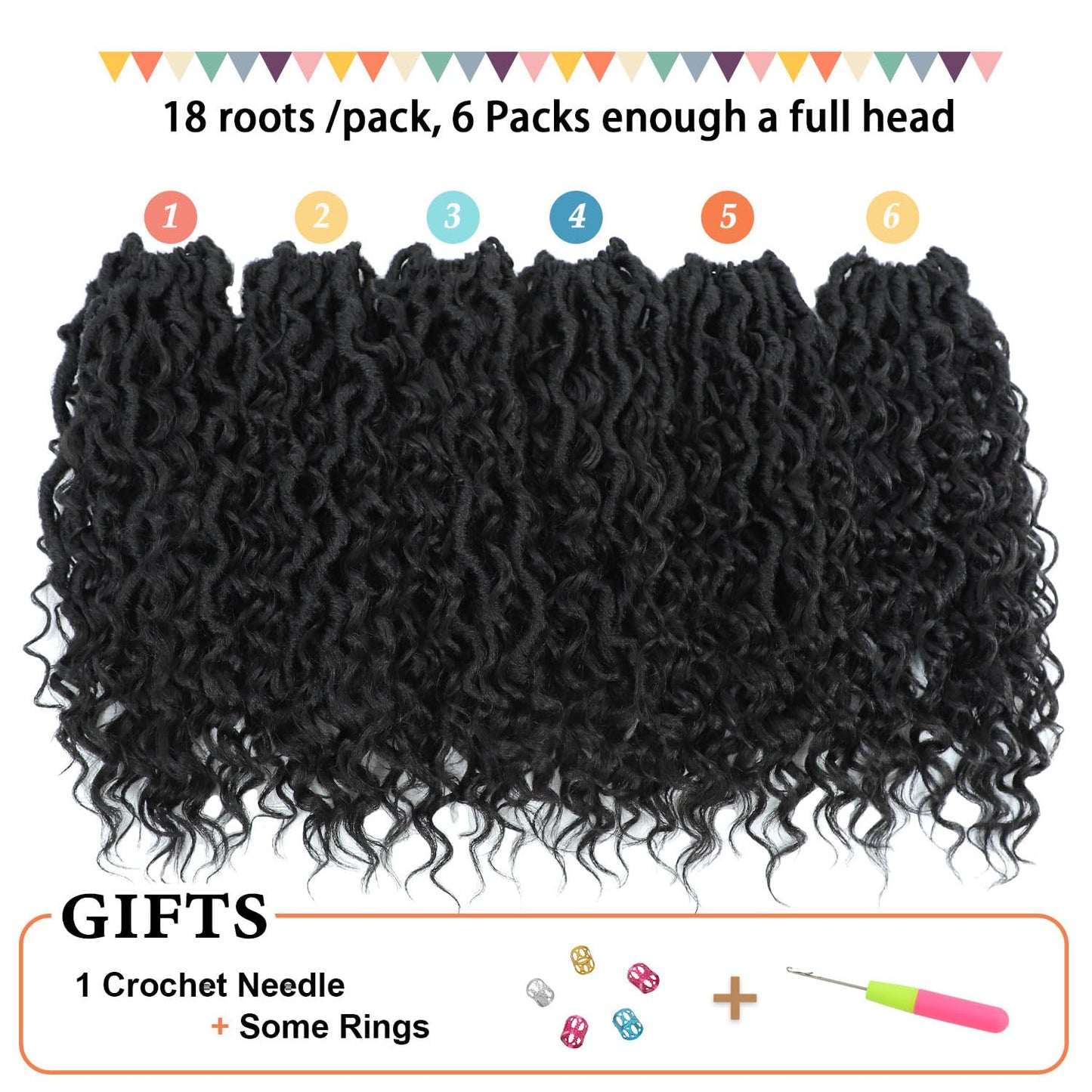 Forevery Goddess Locs Crochet Hair 12 Inch Faux Locs Crochet Hair for Black Women Pre Looped 6 Packs Boho Locs Crochet Hair with Curly Ends 1B