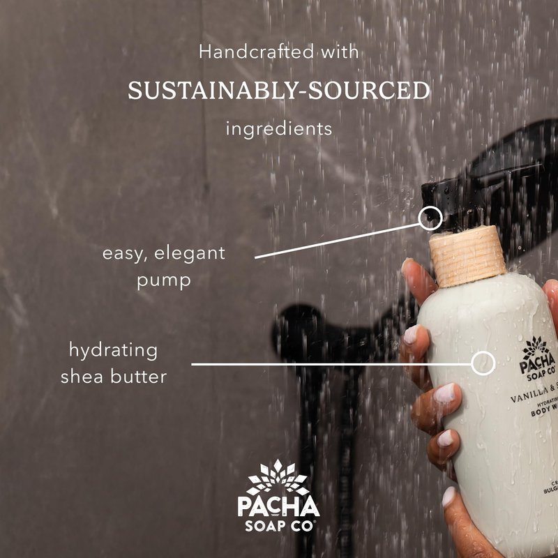 Pacha Soap Co. Body Wash & Lotion Set - Vanilla & Sage Scent, Hydrating & Moisturizing Formula with Clean Ingredients and Essential Oils, Paraben and Dye-Free, Made in USA, 2-Pack, 16 fl oz Each
