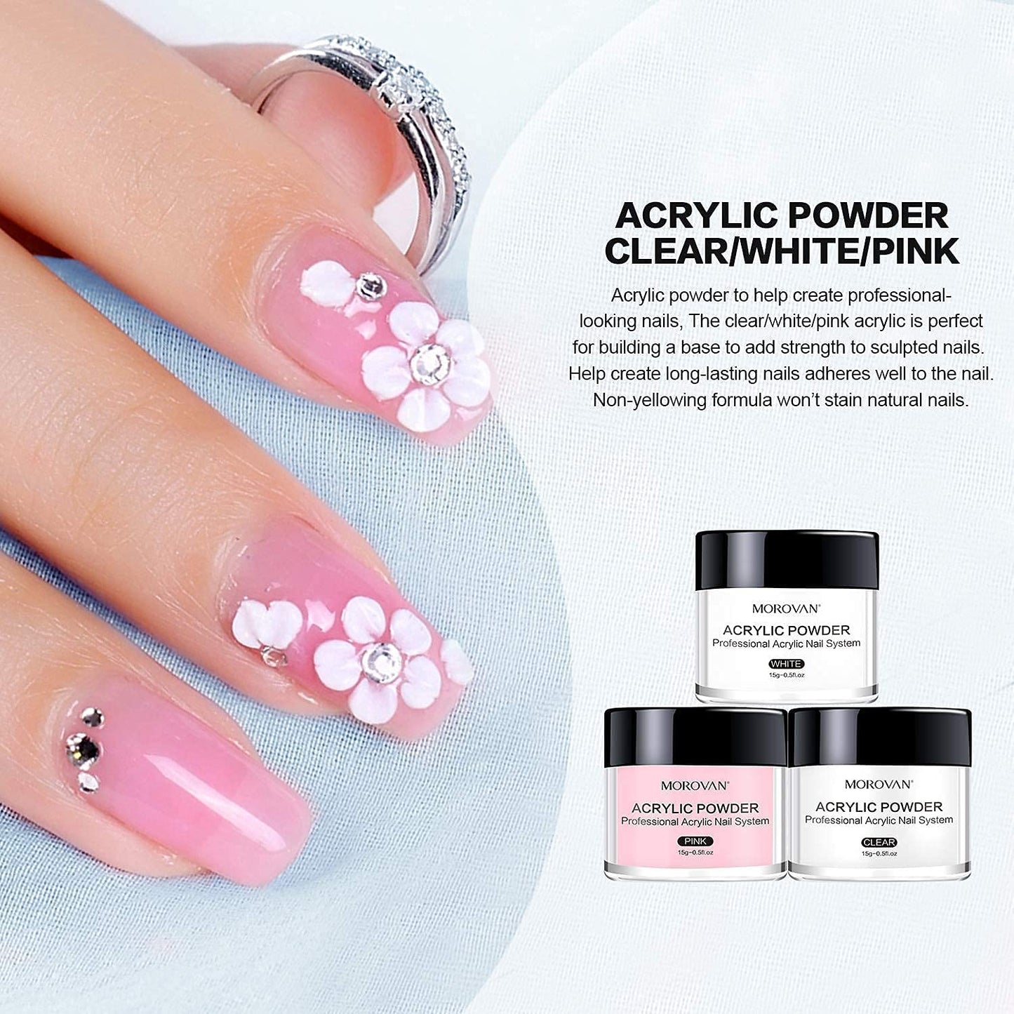 Morovan Acrylic Nail Kit for Beginners: Professional Nail Kit Set with Acrylic Powder Glitter Full Nail Starter Kit for Nail Extensions