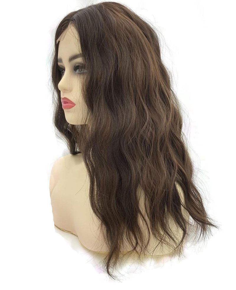 Long Wavy Brown Highlight Wig | Curly Synthetic Heat-Resistant Fiber for Daily Wear & Cosplay - 18 Inch