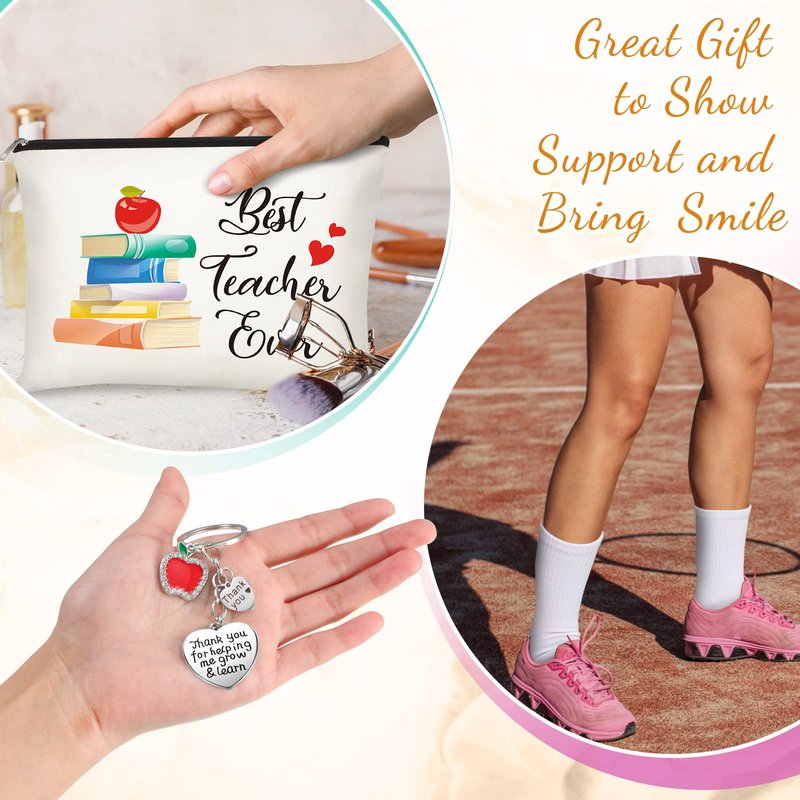 Pasimy 24 Pcs Thank You Gifts for Women Teacher Appreciation 2026 Graduation Gifts Set, Socks, Makeup Bags, Inspirational Notepads, Keychains, Thank You for Helping Me Grow(Delicate)