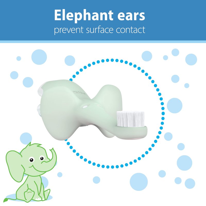 Dr. Brown’s Infant-to-Toddler Training Toothbrush Set, Mint Elephant with Fluoride-Free Strawberry Baby Toothpaste, 0-3 years