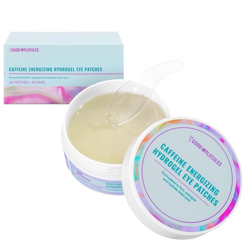 Good Molecules Caffeine Energizing Hydrogel Eye Patches - Hydrating Eye Mask with Hyaluronic Acid | 30 Pack for Puffiness Relief