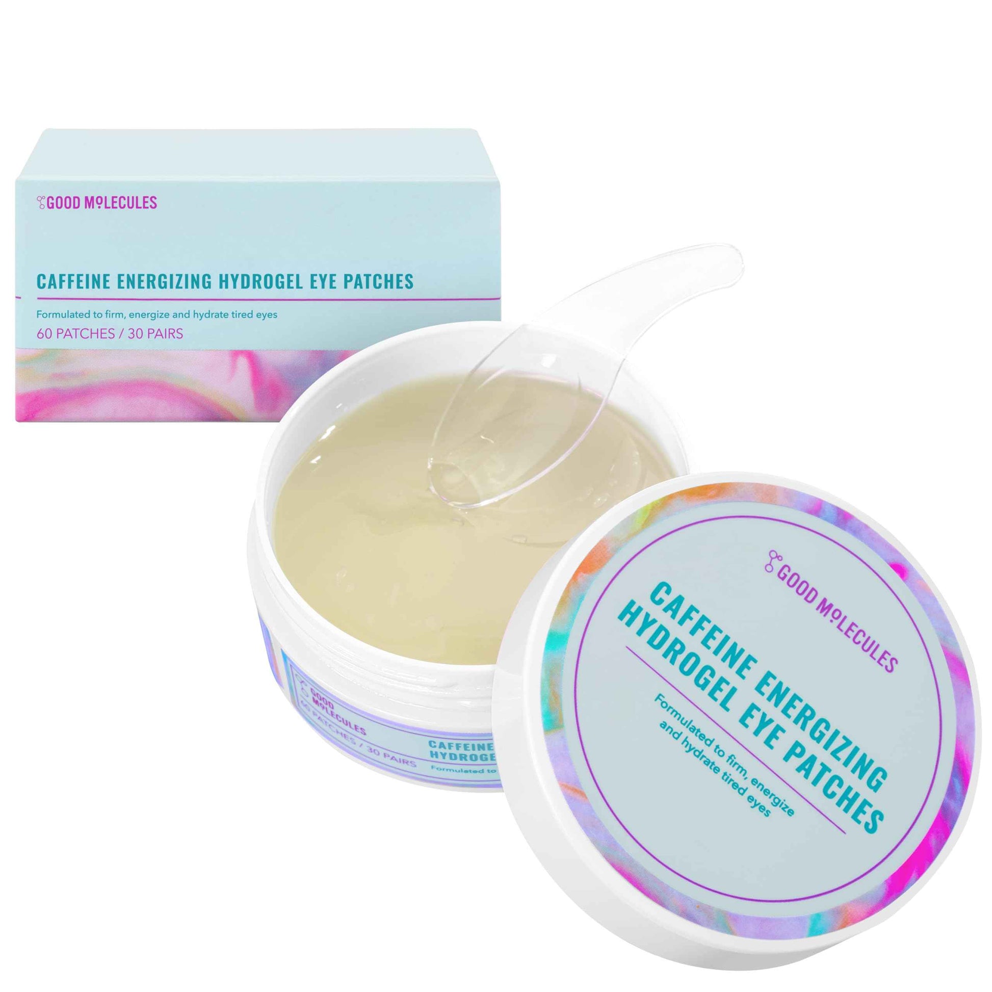 Good Molecules Caffeine Energizing Hydrogel Eye Patches - Eye Mask with Hyaluronic Acid Hydrate and Reduce Puffiness - Pack of 30, Skincare for Face